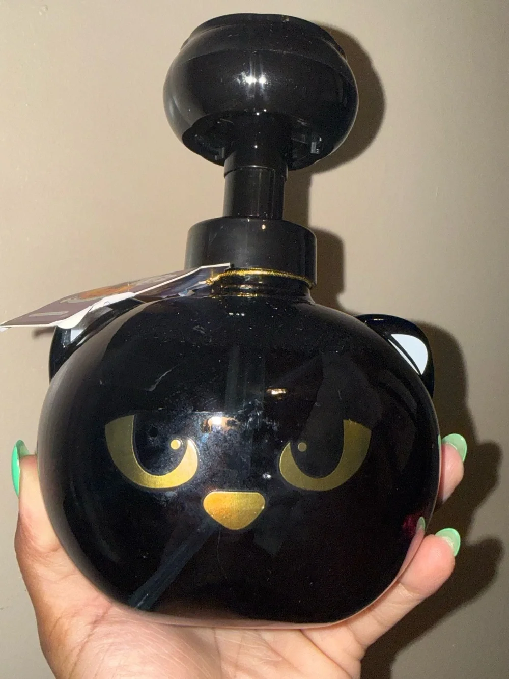 Maison De Base Black cat shaped hand soap dispenser with gold eyes and nose #hal